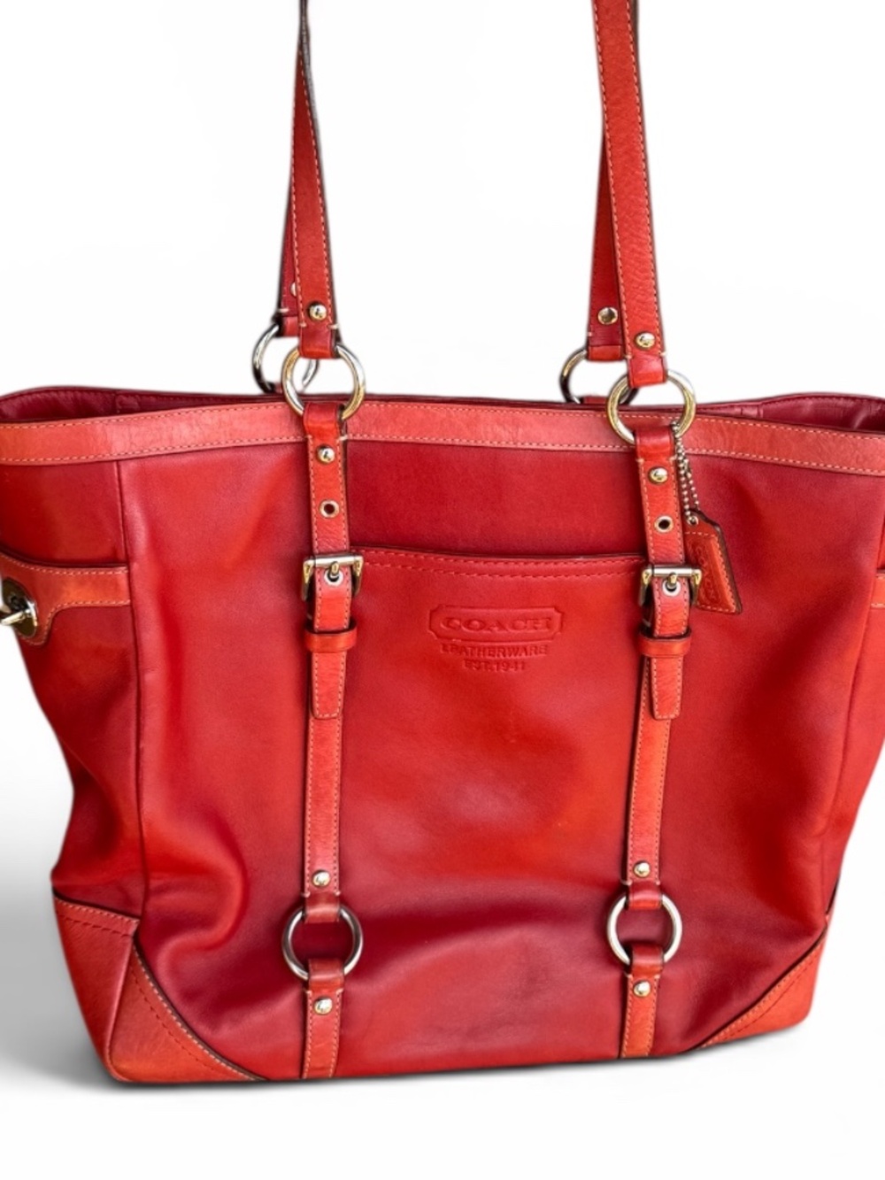 Vintage Coach Red Leather Tote Bag F11525 Leatherware Shoulder Purse